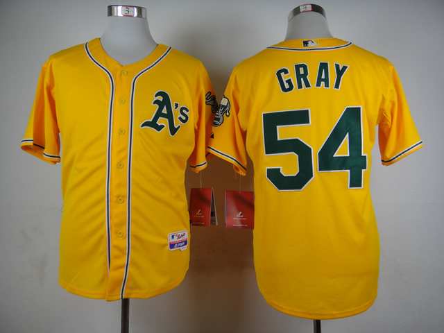 Men Oakland Athletics #54 Gray Yellow MLB Jerseys